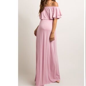 Pink Blush Elegant Off-Shoulder Pink Maxi Dress